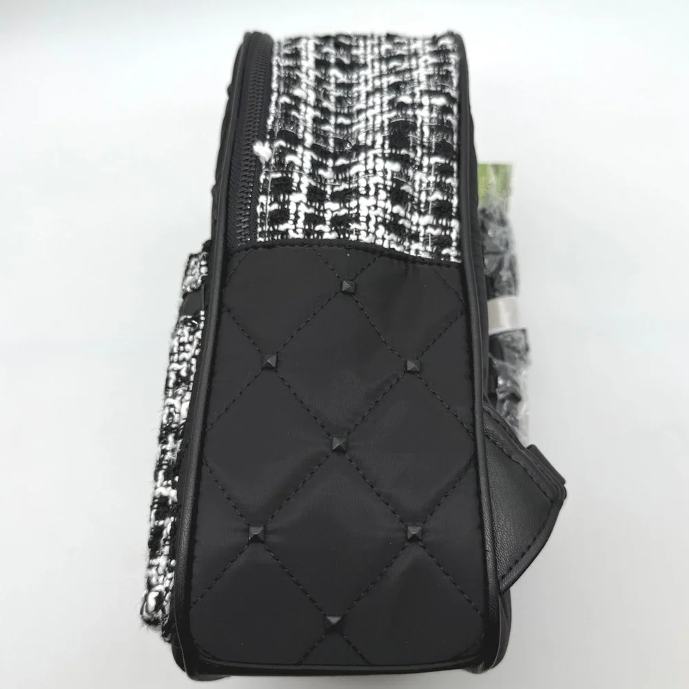 Badgley‎ Mischka Diamond Quilted Nylon & Tweed Small Backpack Black